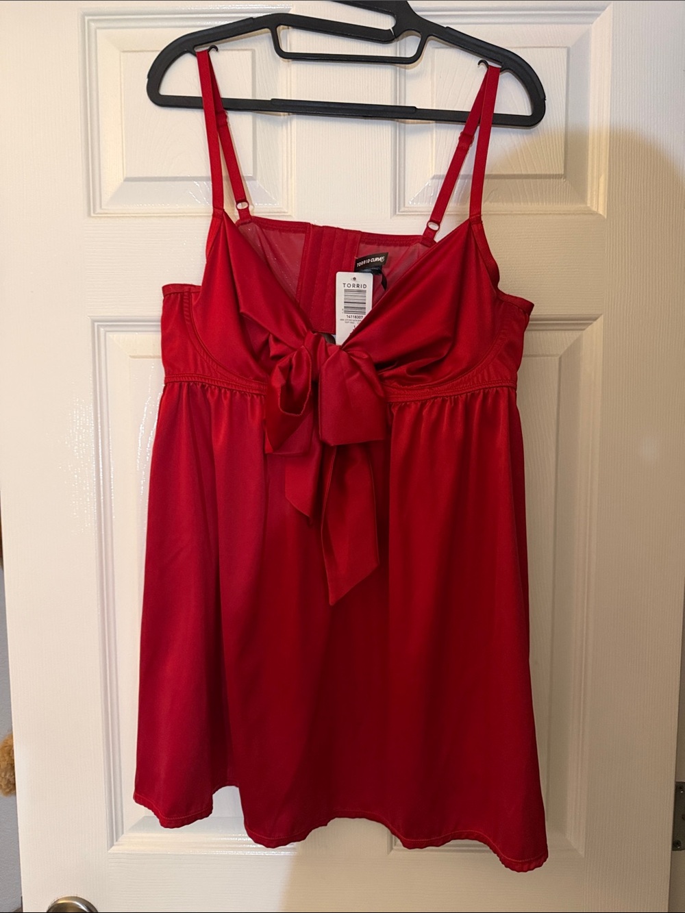Torrid red satin bow babydoll